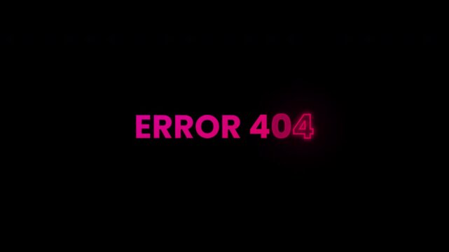 Error 404 Glow Reveal Interface Text Alpha Channel 4K Video