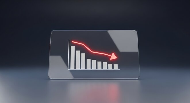 Financial Crisis Downturn: Red Arrow Shows Stock Market Crash, Economic Recession, Business Decline, Investment Loss, Negative Growth Trend