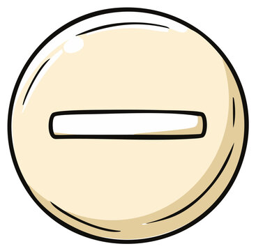 Cartoon style neutral zero symbol inside a beige circle with highlights