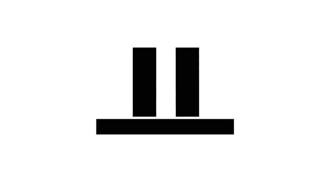 Modern geometric shape with parallel vertical bars on a base