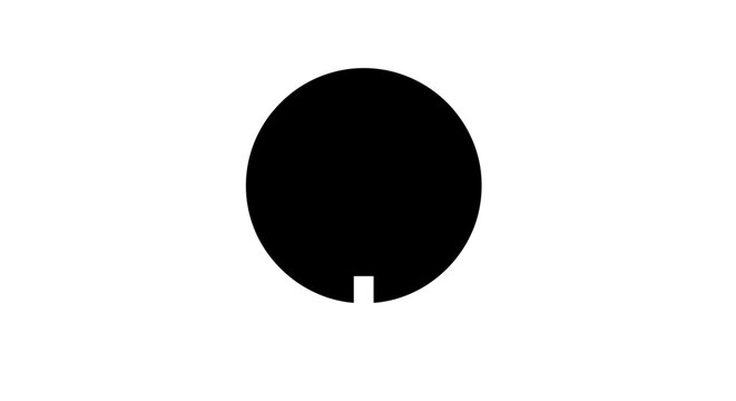 Black solid circle with bottom square notch