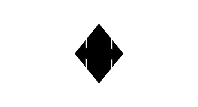 Geometric black diamond shape with side accents