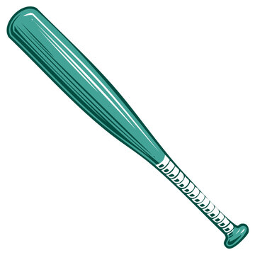 Turquoise Baseball Bat Illustration Equipment for Game and Sport