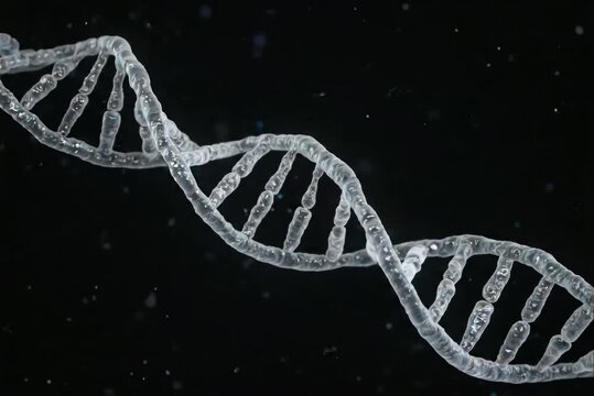 3d render of dna, abstract white DNA double helix structure rotating 
