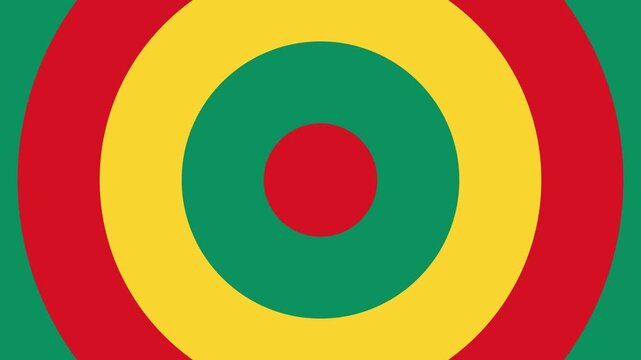 Abstract Pan-African colors concentric circles tunnel background loop for Juneteenth.