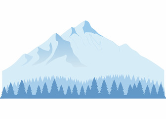 mountain range illustration with pine forest flat vector style © Songita