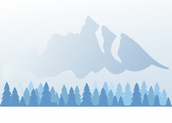 mountain range and forest illustration flat vector style © Songita