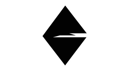 Fototapeta premium Black diamond icon with lightning bolt cutout