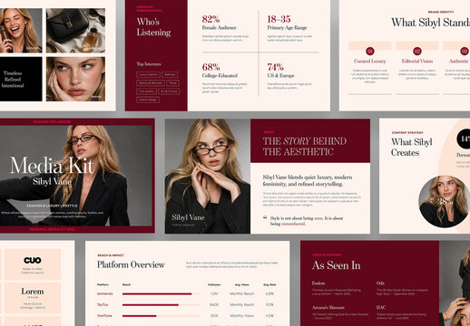 Digital Media Press Kit Template, Media Kit Brochure, Influencer Brand Pitch Deck Layout