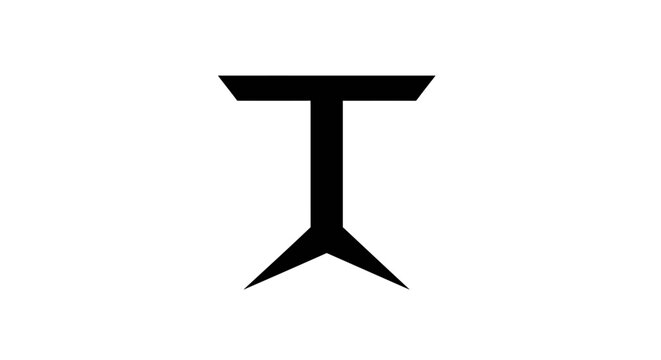 Geometric t-shaped icon with tripod base isolated on white