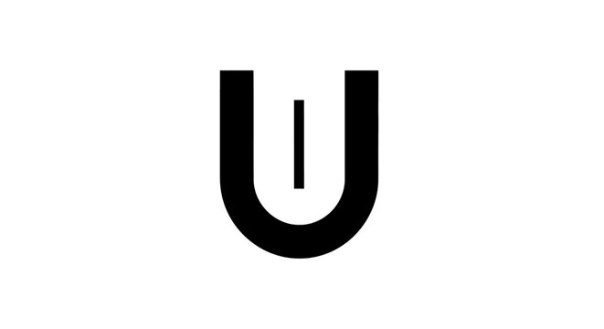 Minimalist letter u icon with central vertical bar