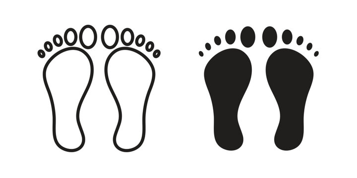 Footprint icon symbol. Vector outline drawing. Editable stroke.