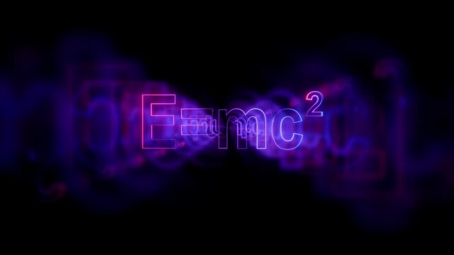 Abstract Neon E=mc2 Physics Formula Science Concept Video Background