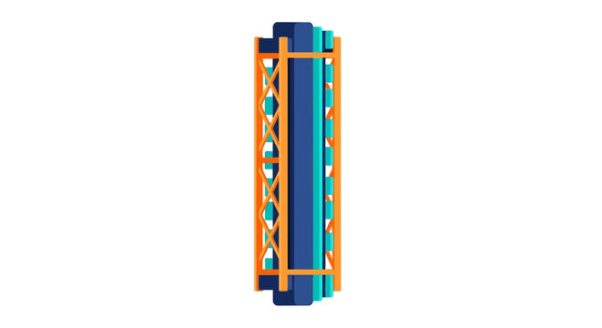 Colorful cylindrical brush roller with orange and blue accents.