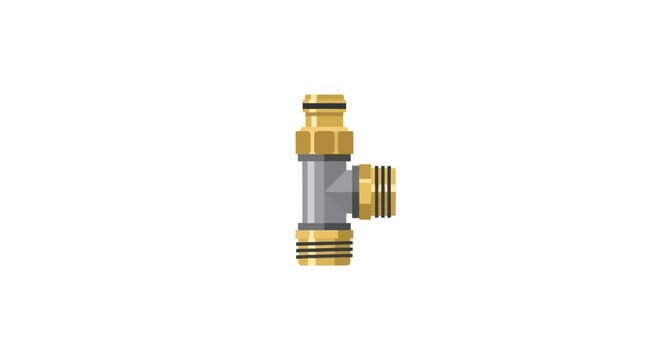 Brass and metal plumbing pipe fitting adapter closeup.