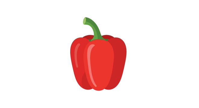Vibrant red bell pepper with fresh green stem.
