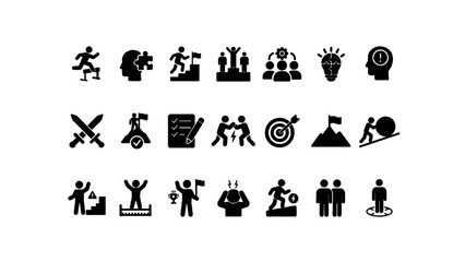Obraz premium Modern fitness icons with workout activities, athletic training, and healthy lifestyle concepts.