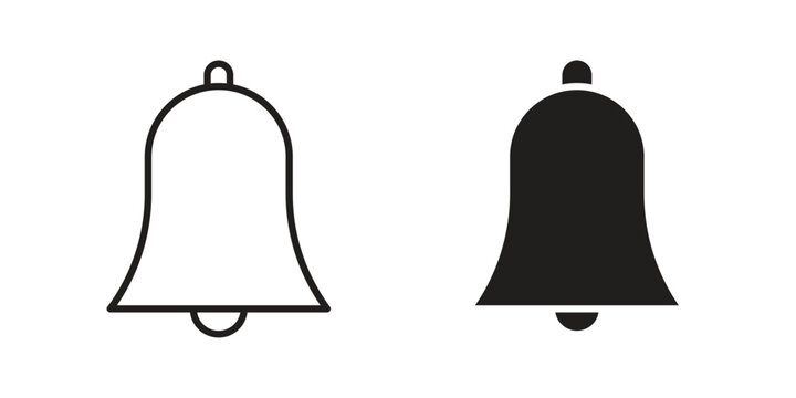 Notification icon symbol. Vector outline drawing. Editable stroke.