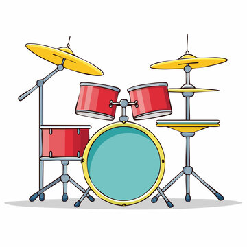 Cartoon Drum Set Illustration