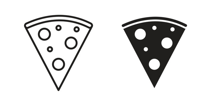 Pizza icon symbol. Vector outline drawing. Editable stroke.