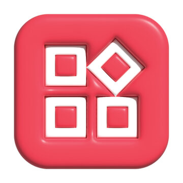 Vibrant 3D rendered icon of abstract modules in a square grid arrangement
