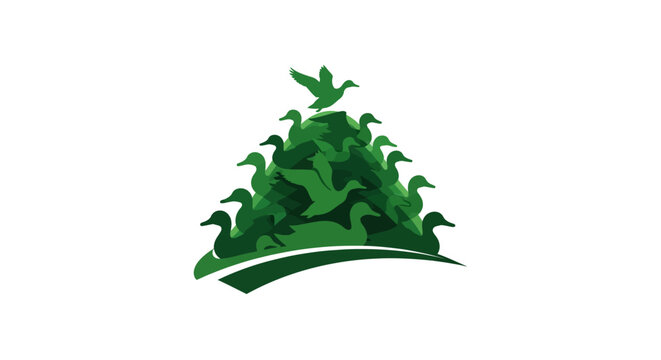 Abstract green leafy mountain shaped illustration design.