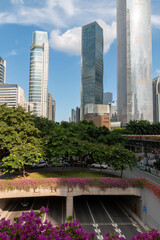 Fototapeta premium modern buildings in guangzhou with blue sky