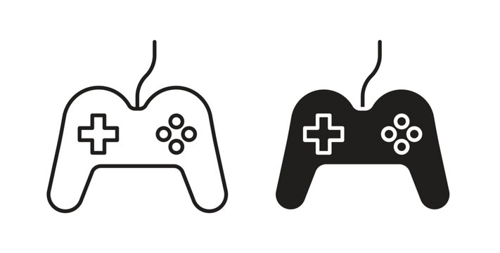 Game controller icon set different line and flat style collection.