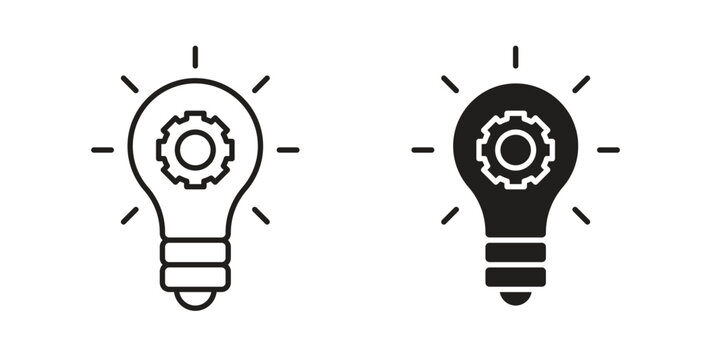 Innovation icon set different line and flat style collection.