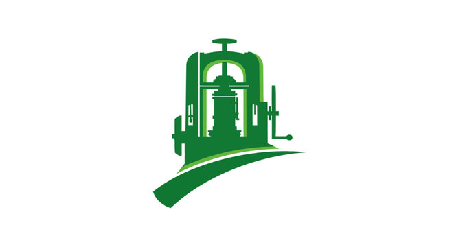 Green vintage printing press machine vector illustration design.