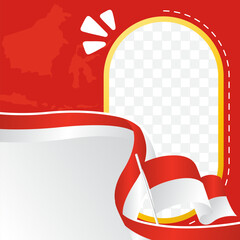 Creative Indonesian republic twibbon frame with decorative festive elements © AMPR