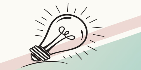 Line art light bulb icon representing idea innovation and inspiration with innovation creativity inspiration thinking knowledge discovery electricity illustration creative solution strategy © Ruhi