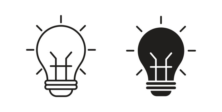 Solution lamp icon vector design elements. icon in flat and line style.