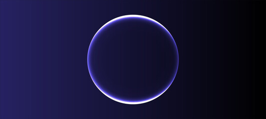 Neon futuristic 3d sphere of blue and purple glowing digital waves and particles.  abstract background with blue circles © md