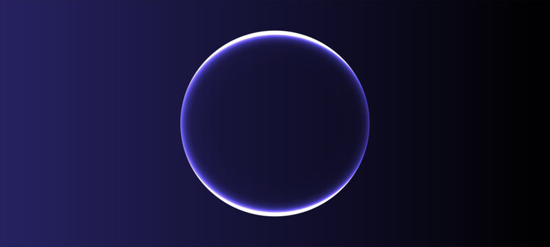 Neon futuristic 3d sphere of blue and purple glowing digital waves and particles.  abstract background with blue circles