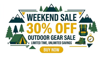 Obraz premium Weekend Outdoor Gear Sale Promotional Graphic Design.