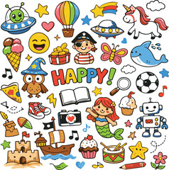 Naklejka premium Cute Cartoon Animal Icons Set Illustration for Kids and Children