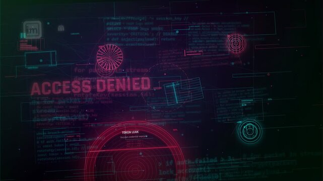 Cybersecurity Data Breach HUD Animation Access Denied