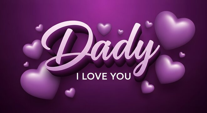 Dady i love you 3d text with hearts