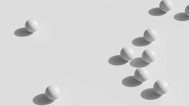 Abstract 3d white sphere with shadow rolling on white background, minimal geometric round composition clean layout, Seamless motion, Looping animation