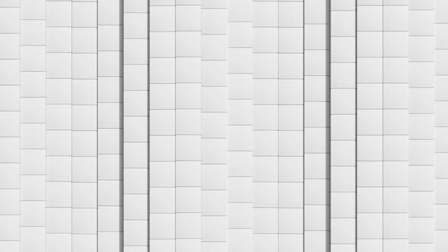 Abstract blocks wave motion, White Tile Wall Texture with Geometric Grid Design, Seamless motion, Looping animation