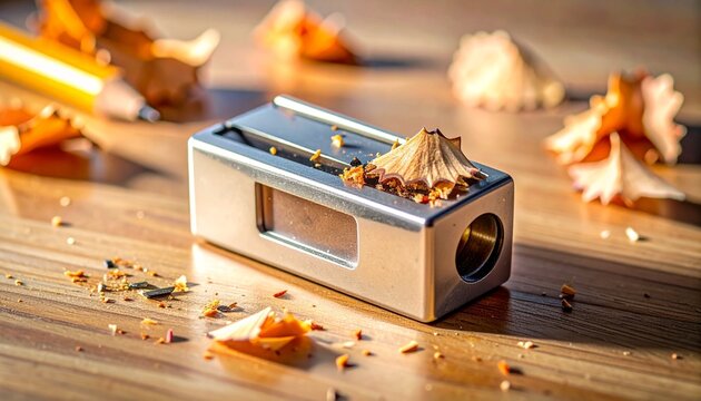 Modern Pencil Sharpener Close Up on Desk