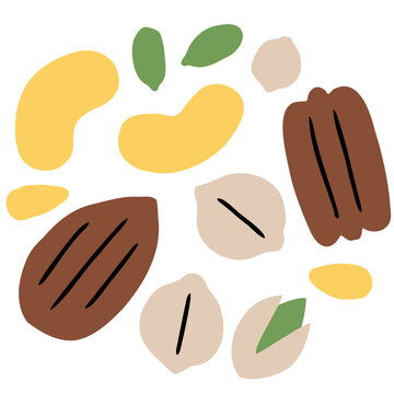 A variety of healthy nuts and seeds mixed as a superfood snack.