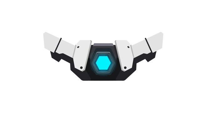 Futuristic virtual reality headset front view design concept.