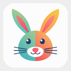 Obraz premium Cute Cartoon Rabbit Face with Gradient Colors
