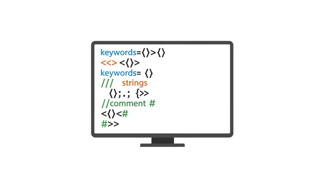 Computer Screen Displaying Programming Code and Keywords