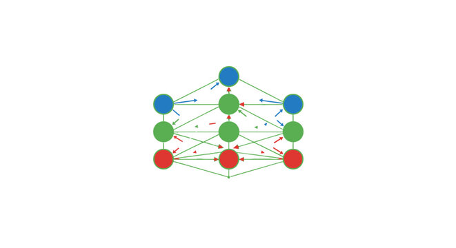 Neural Network Diagram, Deep Learning AI Concept, Data Flow