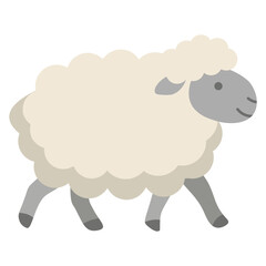 Big fluffy white sheep standing side view cartoon vector illustration. Heavy curly wool lamb character icon element isolated for Eid al-Adha qurban. © ImamSetia