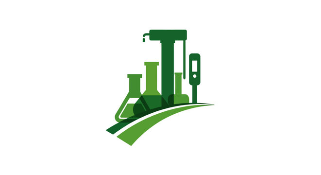 Green science and electric vehicle charging station logo design.