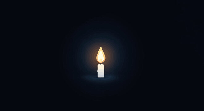 Single Candle Flame Illuminating Darkness Symbol of Hope.